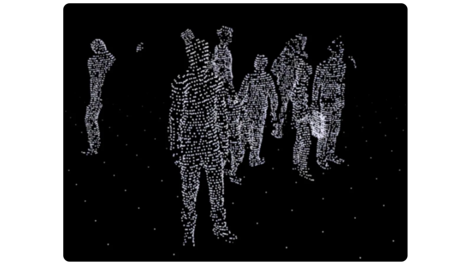 A 3D LiDAR scan of individuals shown in point-cloud format