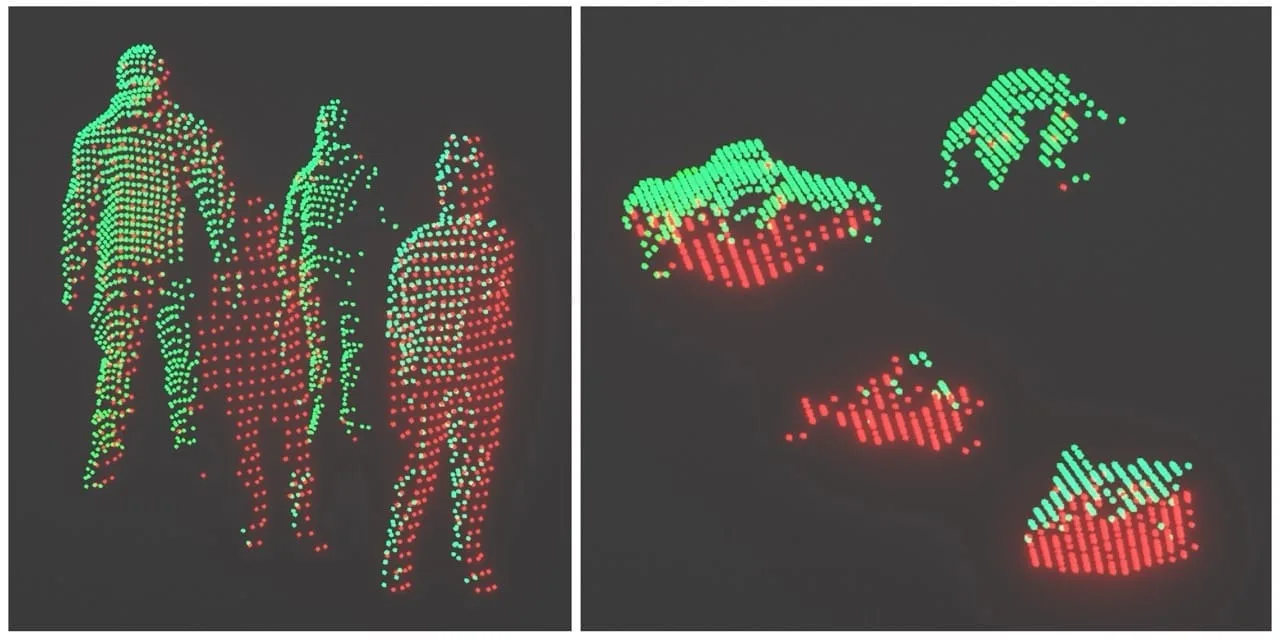 In this image we show the merge of two different sensors that create a unique point-cloud