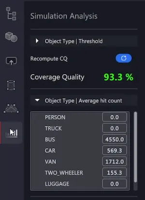 Outsight's simulation tool showcasing the simulation analysis function