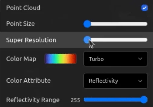 Slider for lidar data
