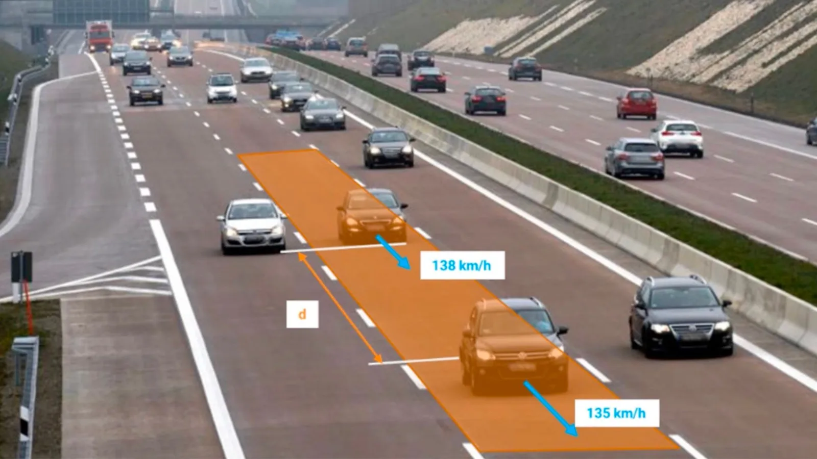 Tailgating lidar monitoring example in highway