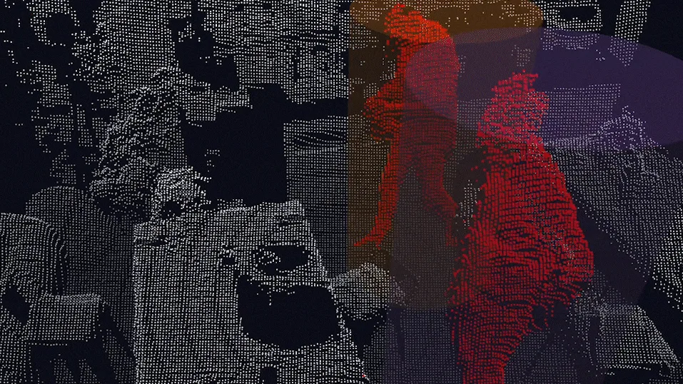 GIF of 3D point cloud lidar scan from partnership between Outsight and PreAct technologies