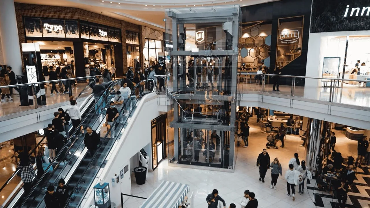 Busy retail store filled with shoppers.